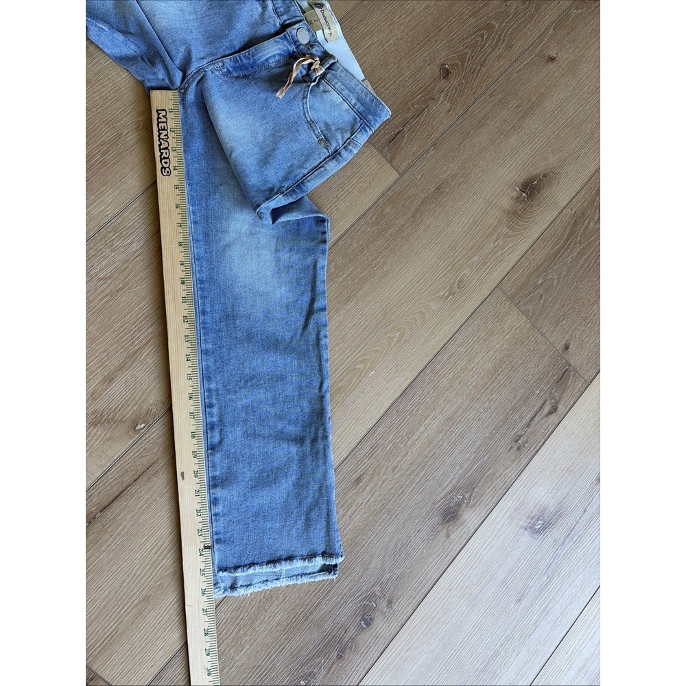 Democracy Jeans Womens 6 Blue Ab Technology Frayed Split Hem Cropped Straight Le - Picture 4 of 7